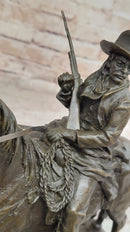 Bronze Remington Tribute Cowboy w/ Rifle Riding Horse 12" x 12"