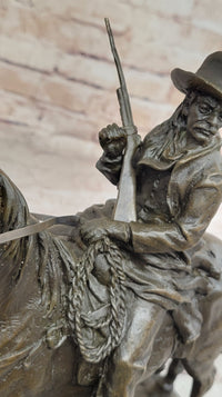 Bronze Remington Tribute Cowboy w/ Rifle Riding Horse 12" x 12"