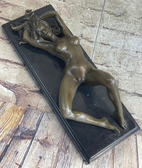 Erotic Mavchi Nude Woman Daydreaming Bronze Sculpture Art Deco
