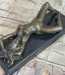 Erotic Mavchi Nude Woman Daydreaming Bronze Sculpture Art Deco