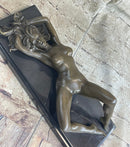 Erotic Mavchi Nude Woman Daydreaming Bronze Sculpture Art Deco