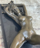 Erotic Mavchi Nude Woman Daydreaming Bronze Sculpture Art Deco