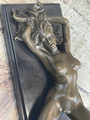 Erotic Mavchi Nude Woman Daydreaming Bronze Sculpture Art Deco