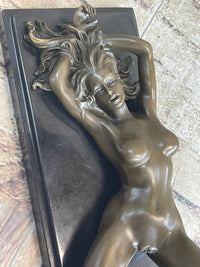 Erotic Mavchi Nude Woman Daydreaming Bronze Sculpture Art Deco