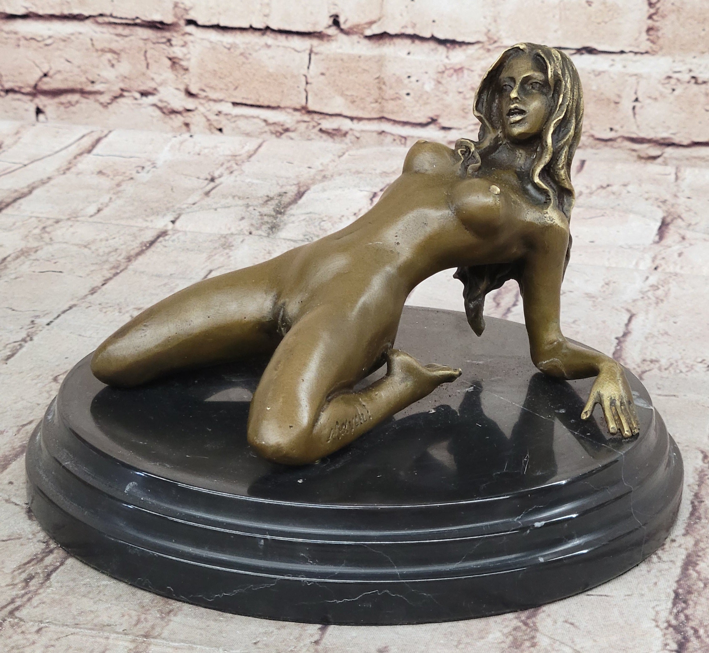 Erotic Sensual Nude Female Woman Mavchi Bronze Marble Statue Sculpture Sexy Art 6" x 8"