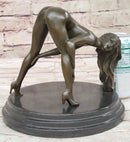 Signed Original Mavchi Nude Girl Erotic Bronze Sculpture Marble Base Figurine Figure 7" x 9"