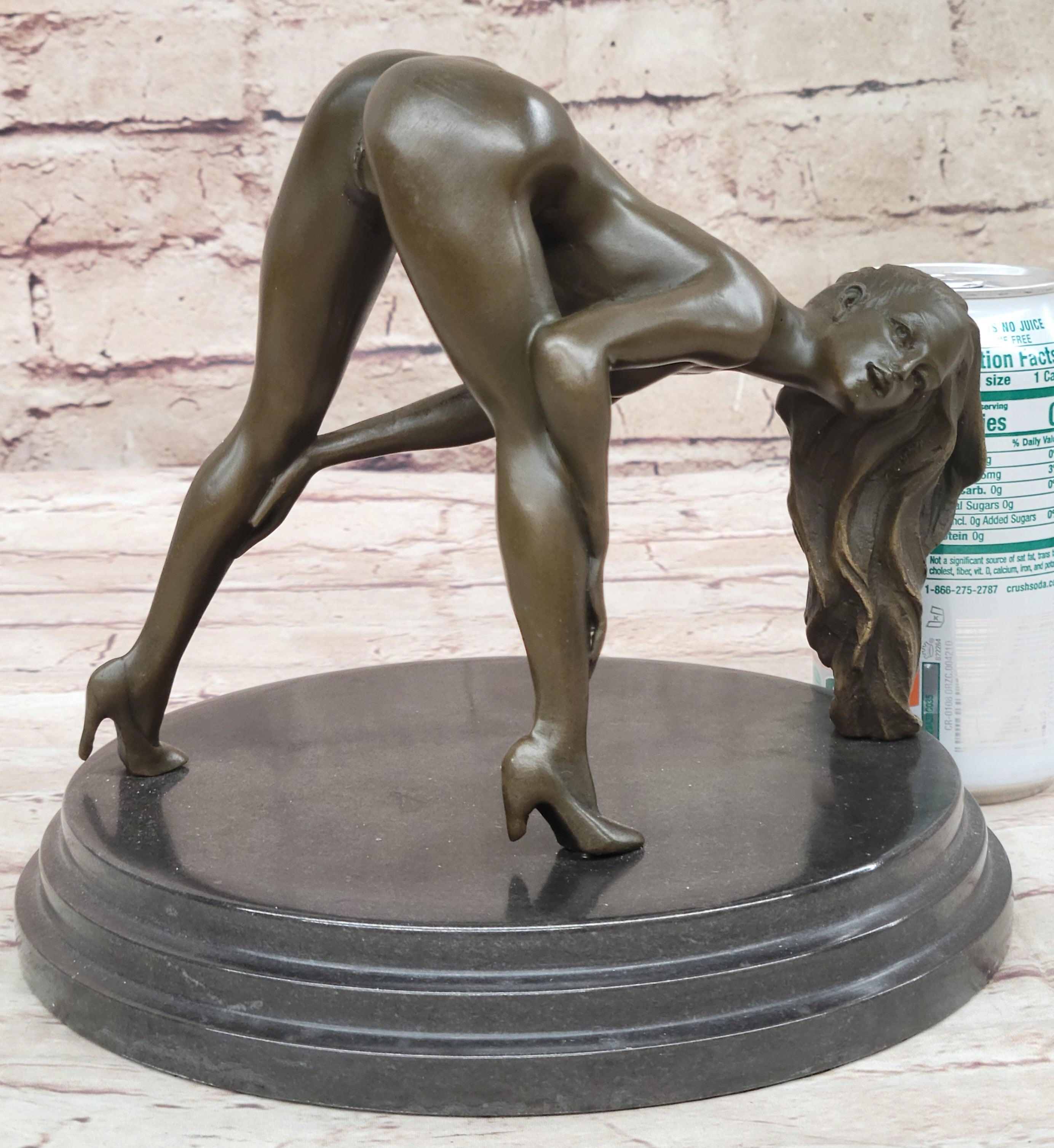 Signed Original Mavchi Nude Girl Erotic Bronze Sculpture Marble Base Figurine Figure 7" x 9"