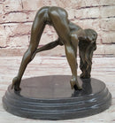 Signed Original Mavchi Nude Girl Erotic Bronze Sculpture Marble Base Figurine Figure 7" x 9"