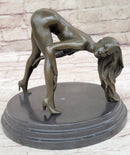 Signed Original Mavchi Nude Girl Erotic Bronze Sculpture Marble Base Figurine Figure 7" x 9"