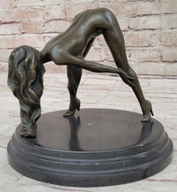 Signed Original Mavchi Nude Girl Erotic Bronze Sculpture Marble Base Figurine Figure 7" x 9"