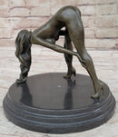 Signed Original Mavchi Nude Girl Erotic Bronze Sculpture Marble Base Figurine Figure 7" x 9"