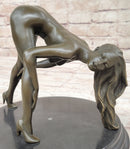 Signed Original Mavchi Nude Girl Erotic Bronze Sculpture Marble Base Figurine Figure 7" x 9"