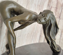 Signed Original Mavchi Nude Girl Erotic Bronze Sculpture Marble Base Figurine Figure 7" x 9"