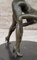 Signed Original Mavchi Nude Girl Erotic Bronze Sculpture Marble Base Figurine Figure 7" x 9"