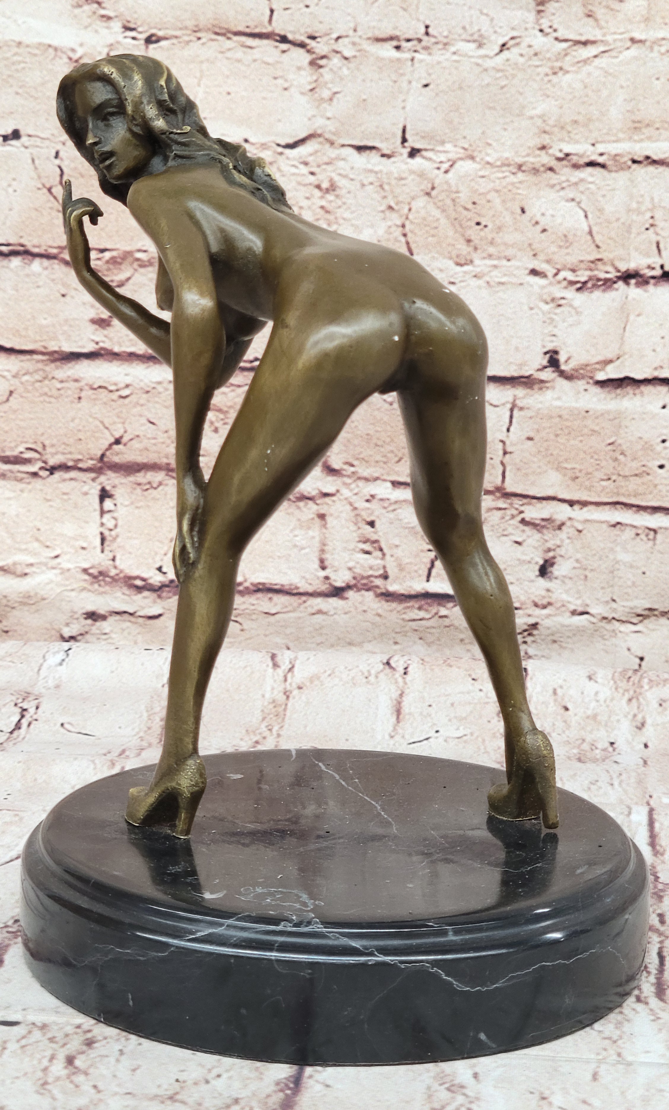 Erotic Bronze Sculpture Nude Female Looking Back by Mavchi