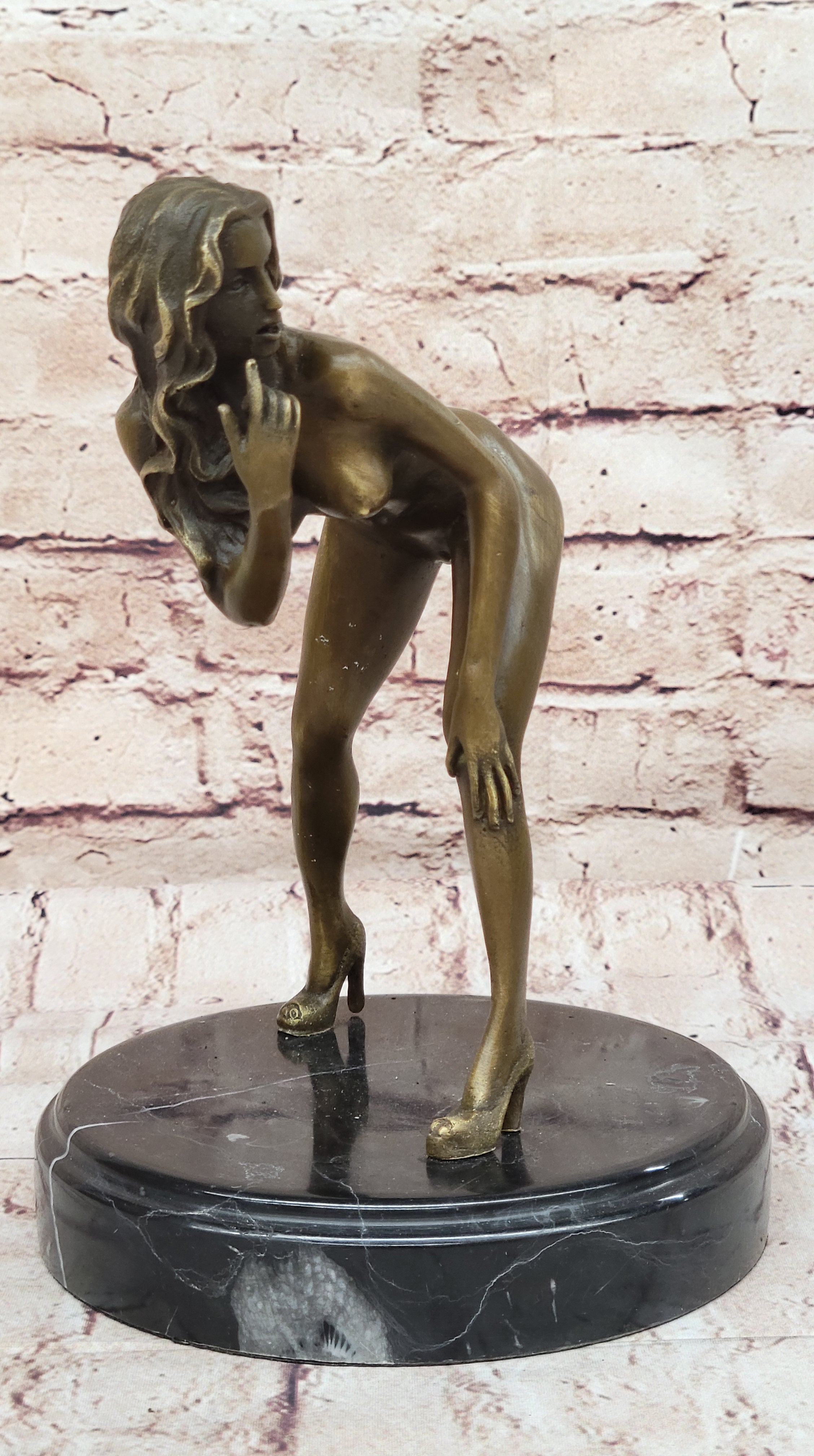 Erotic Bronze Sculpture Nude Female Looking Back by Mavchi