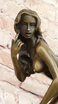 Erotic Bronze Sculpture Nude Female Looking Back by Mavchi