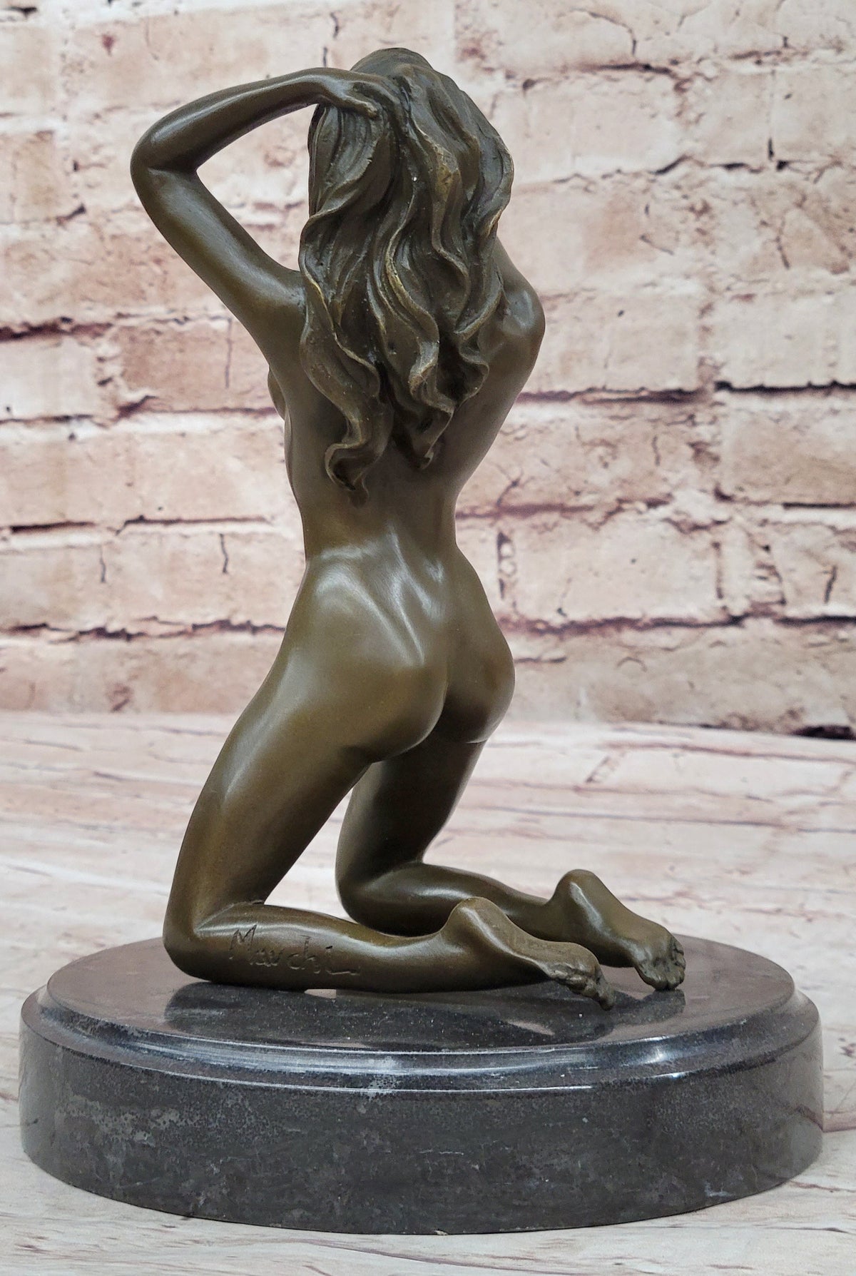 Erotic Nude Female Figurine Vouge Pose Bronze Sculpture Statue Modern Art Mavchi 9" x 6"