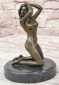 Erotic Nude Female Figurine Vouge Pose Bronze Sculpture Statue Modern Art Mavchi 9" x 6"