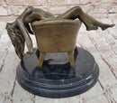 Modern Art Sculpture Statue Nude Girl Laying on Sofa Chair Bronze Figure Mavchi 9" x 10"