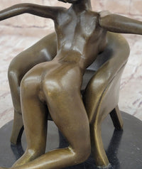 Modern Art Sculpture Statue Nude Girl Laying on Sofa Chair Bronze Figure Mavchi 9" x 10"