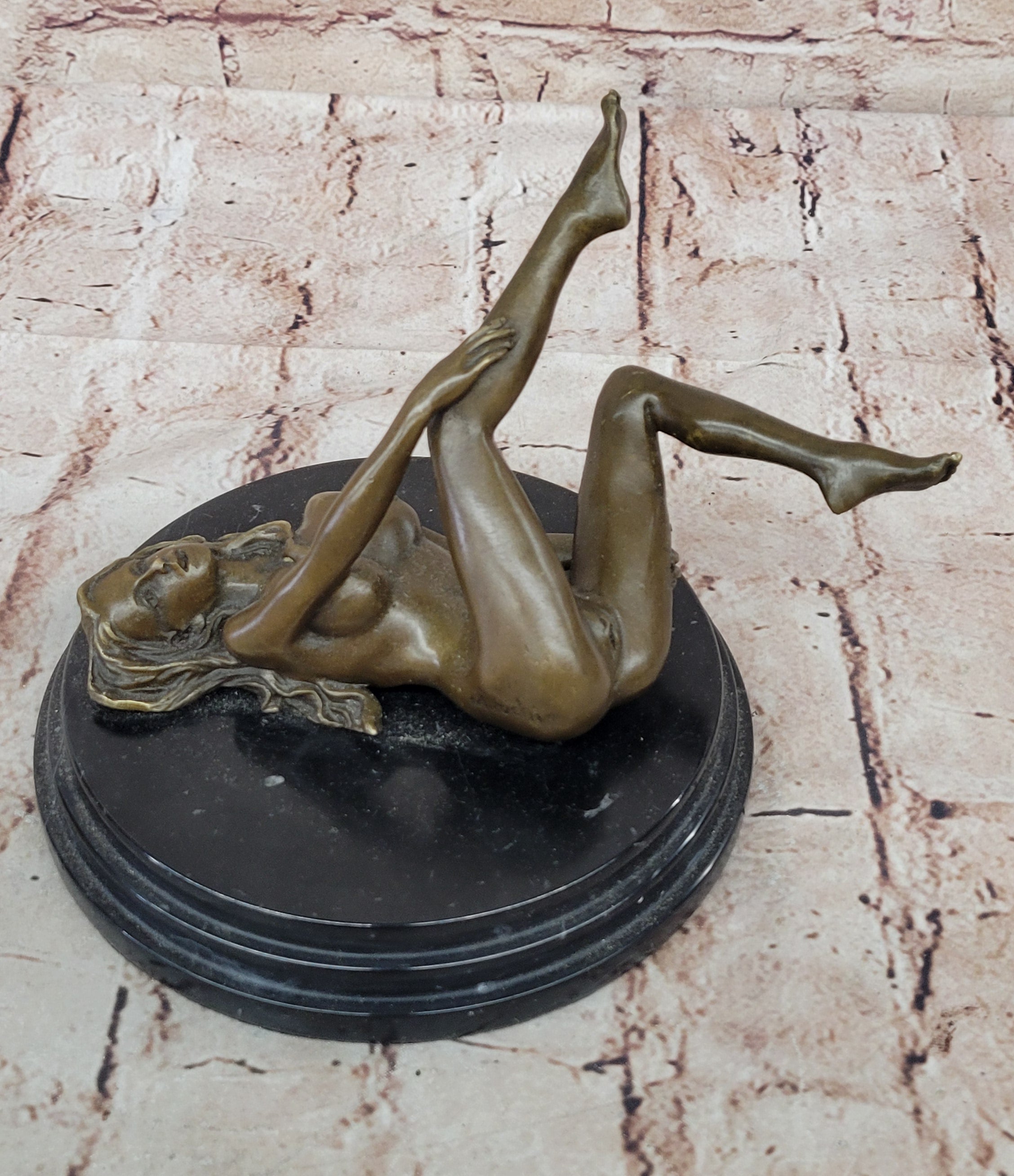 Erotic Bronze Sculpture Figure Nude Girl on Her Back Sexual Art by Mavchi