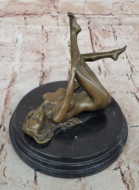 Erotic Bronze Sculpture Figure Nude Girl on Her Back Sexual Art by Mavchi