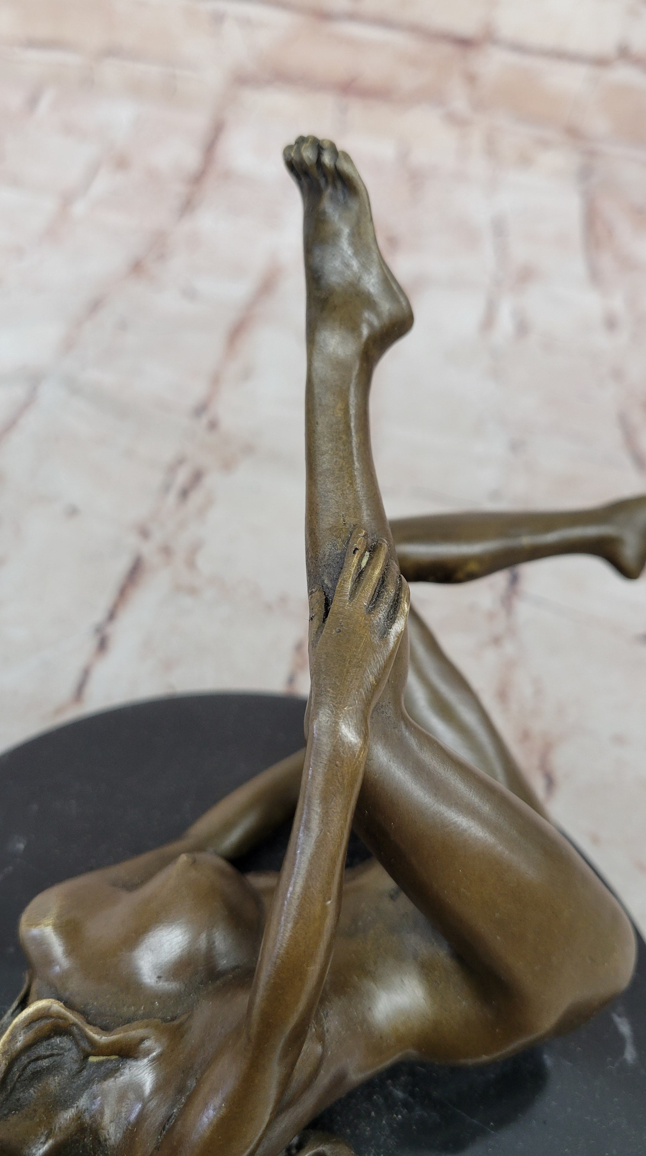 Erotic Bronze Sculpture Figure Nude Girl on Her Back Sexual Art by Mavchi