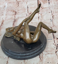 Erotic Bronze Sculpture Figure Nude Girl on Her Back Sexual Art by Mavchi