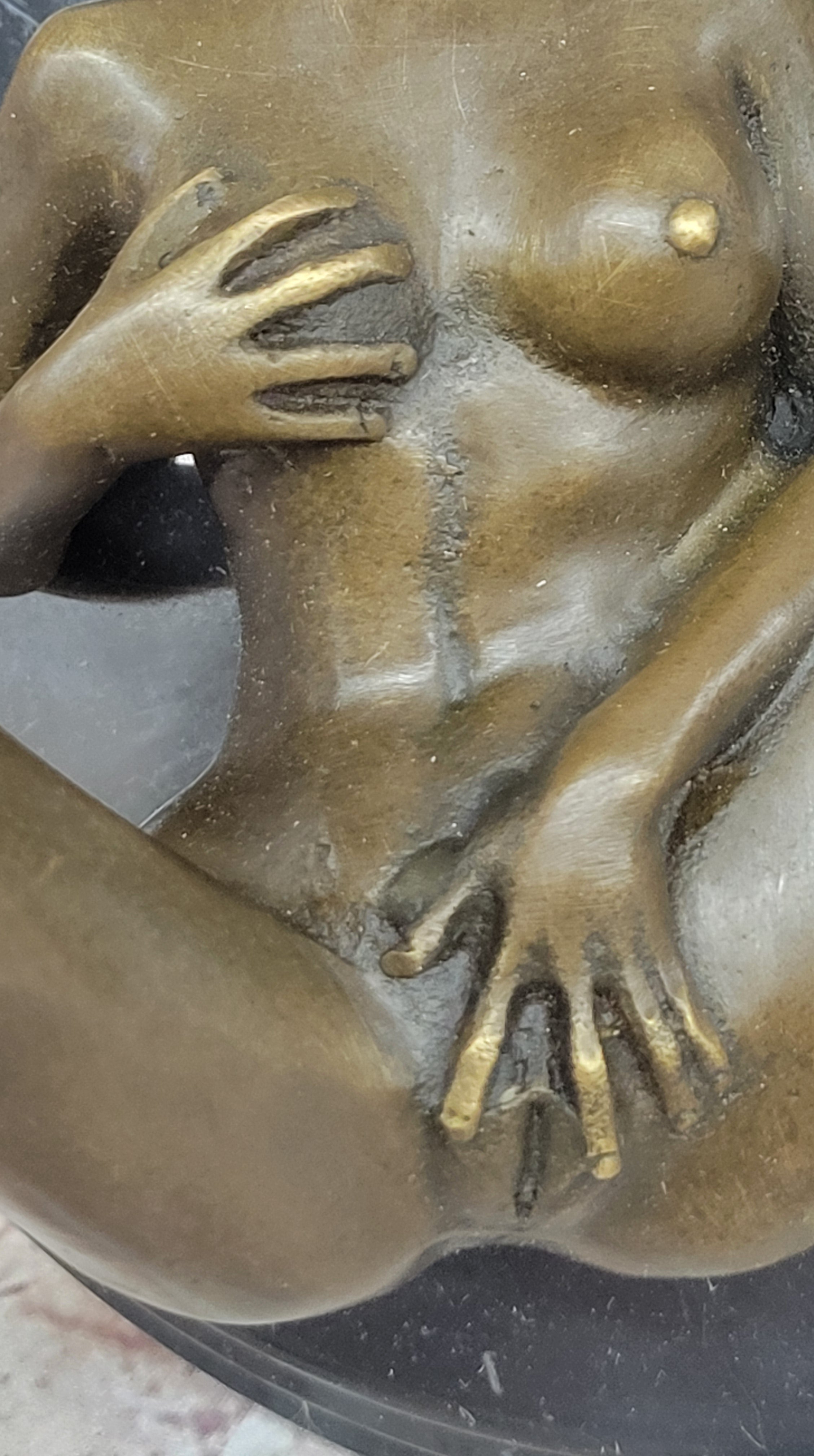 Erotic Exhibitionist Nude Female Exposed Figure Bronze Sculpture by Mavchi