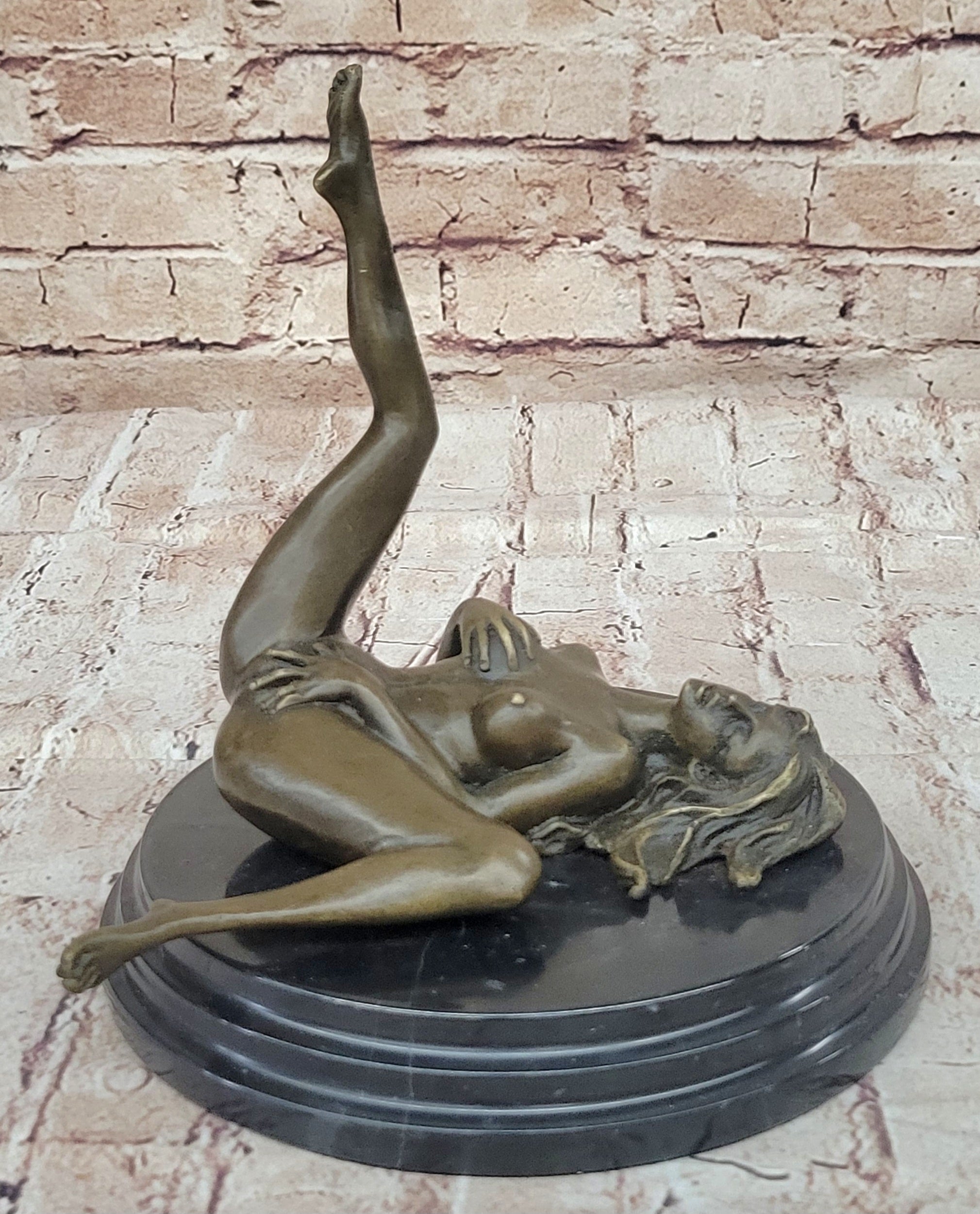 Erotic Exhibitionist Nude Female Exposed Figure Bronze Sculpture by Mavchi