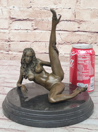 Erotic Nude Bronze Sculpture Statue Figure Naked Girl Raising Her Leg by Mavchi