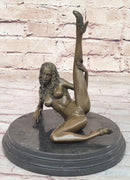 Erotic Nude Bronze Sculpture Statue Figure Naked Girl Raising Her Leg by Mavchi