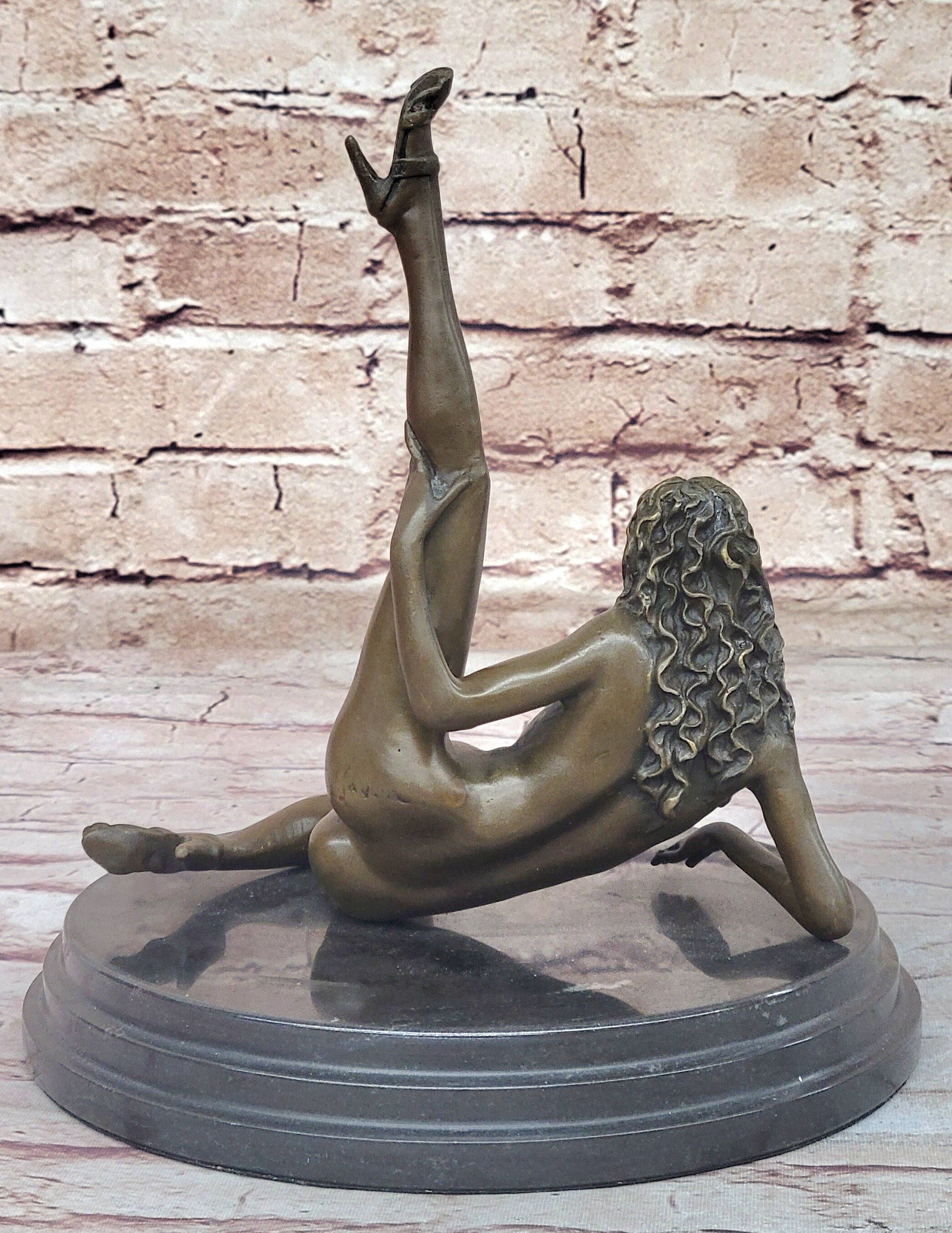 Erotic Nude Bronze Sculpture Statue Figure Naked Girl Raising Her Leg by Mavchi