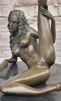 Erotic Nude Bronze Sculpture Statue Figure Naked Girl Raising Her Leg by Mavchi