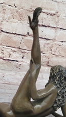 Erotic Nude Bronze Sculpture Statue Figure Naked Girl Raising Her Leg by Mavchi