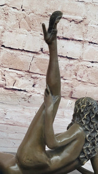 Erotic Nude Bronze Sculpture Statue Figure Naked Girl Raising Her Leg by Mavchi