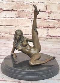 Erotic Nude Bronze Sculpture Statue Figure Naked Girl Raising Her Leg by Mavchi