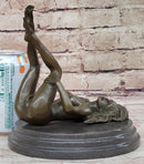 Nude Erotic Girl Legs in Air Signed Bronze Sculpture Mavchi 8" x 8"