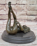 Nude Erotic Girl Legs in Air Signed Bronze Sculpture Mavchi 8" x 8"