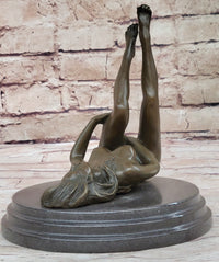 Nude Erotic Girl Legs in Air Signed Bronze Sculpture Mavchi 8" x 8"