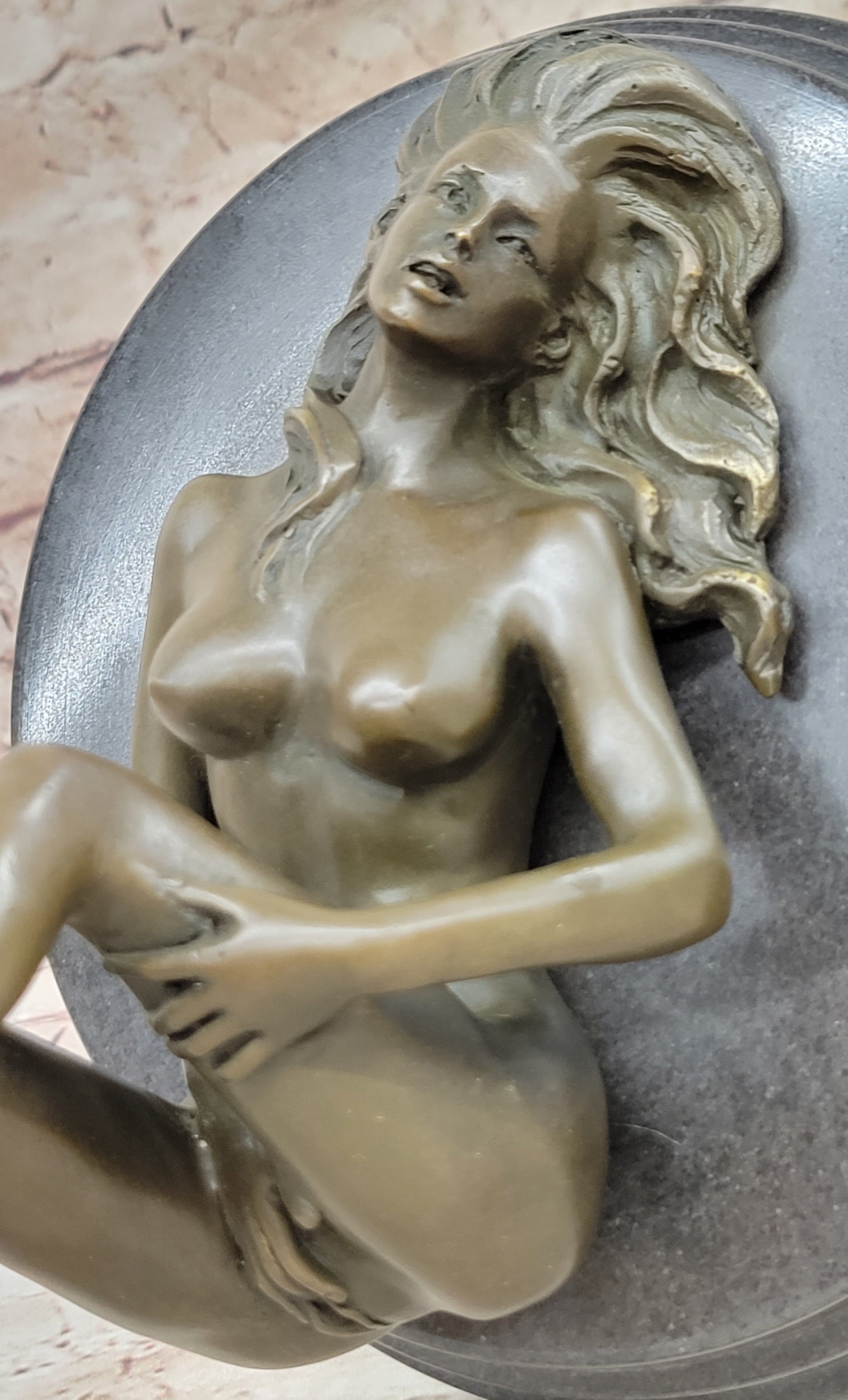 Nude Erotic Girl Legs in Air Signed Bronze Sculpture Mavchi 8" x 8"