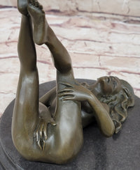 Nude Erotic Girl Legs in Air Signed Bronze Sculpture Mavchi 8" x 8"
