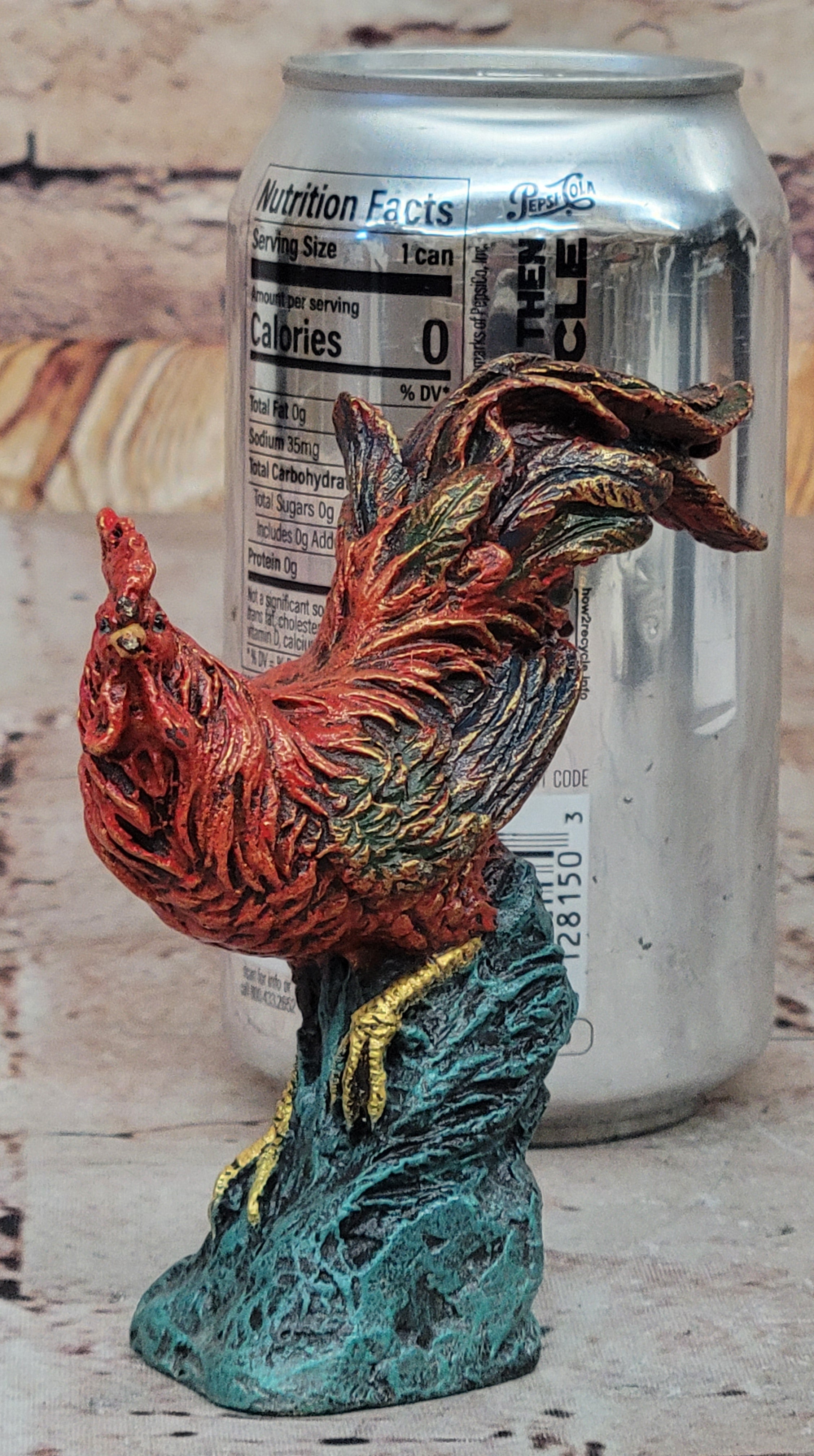 Colorful Bronze Metal Rooster Chicken Sculpture