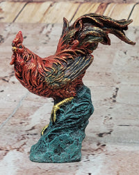 Colorful Bronze Metal Rooster Chicken Sculpture