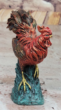 Colorful Bronze Metal Rooster Chicken Sculpture