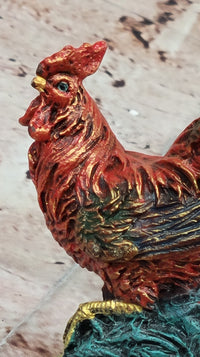 Colorful Bronze Metal Rooster Chicken Sculpture
