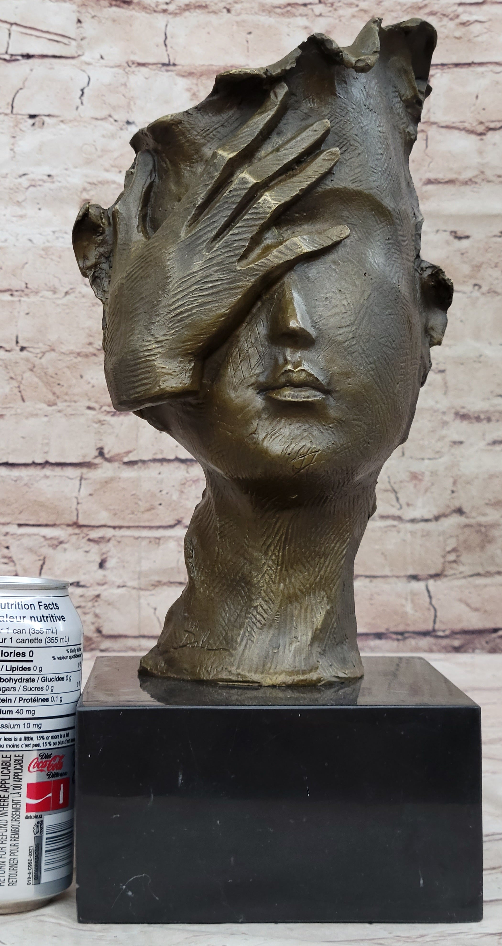 Abstract Surrealist Bust Face w/ Hand Bronze Salvador Dali