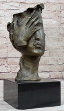 Abstract Surrealist Bust Face w/ Hand Bronze Salvador Dali