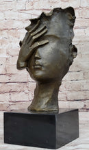Abstract Surrealist Bust Face w/ Hand Bronze Salvador Dali